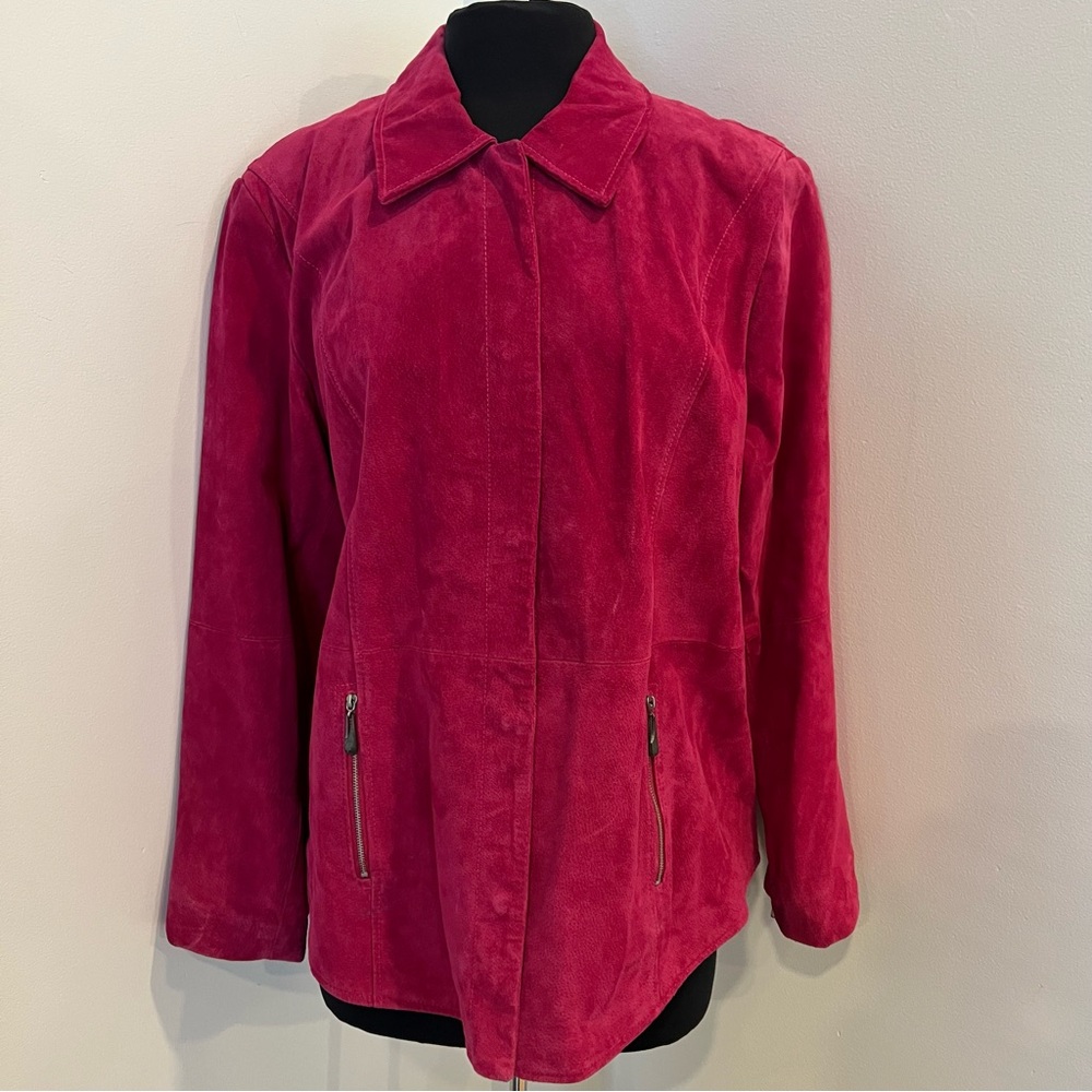 Bradley by Bradley Bayou vintage Leather suede hot pink Coat